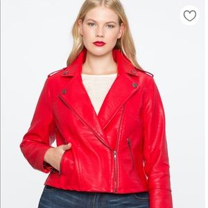 Eloquii Red Leather Moto Jacket